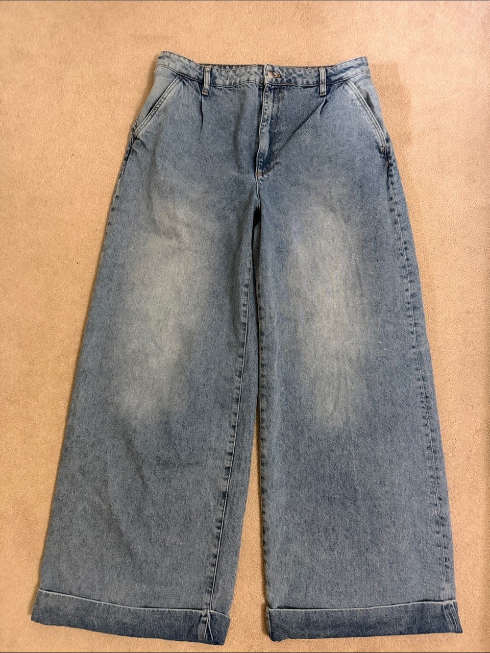 Pilcro Light Blue High-Rise Wide Leg Jeans